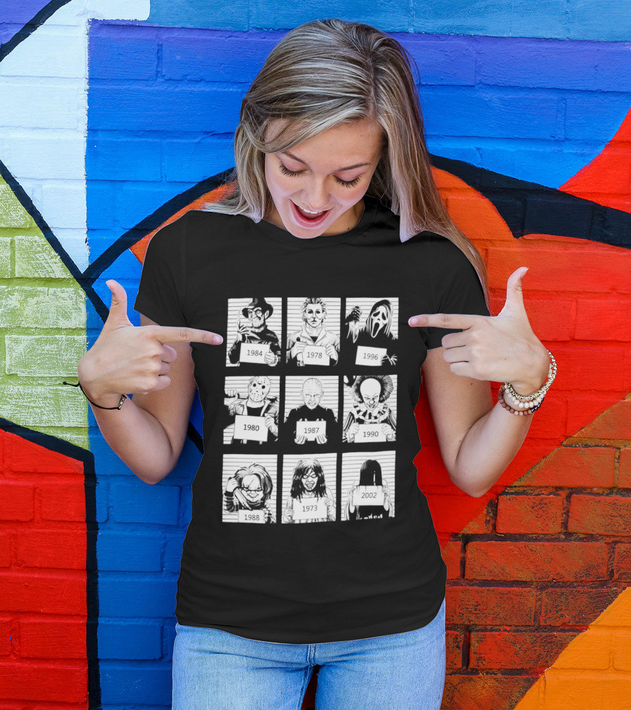 Horror Movie Villain Shot Infamous Characters Collage T-Shirt