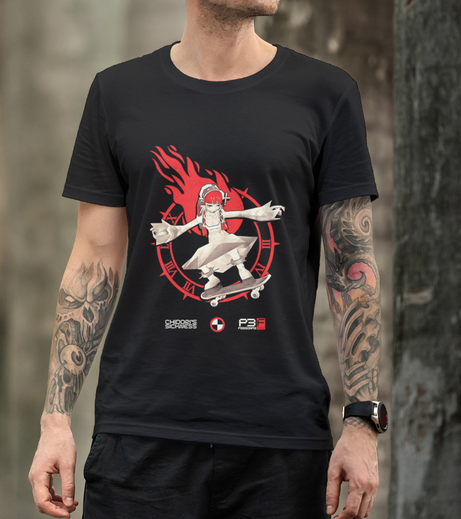 Chidoris Sickness Persona3 Fes P3F Flame Skater T-Shirt