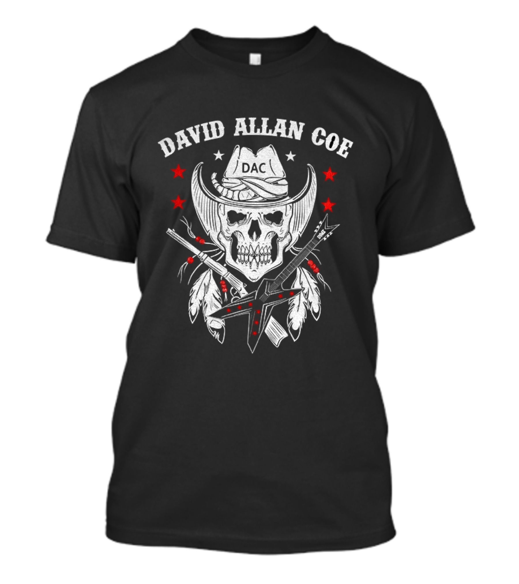 David Allan Coe Western Skull Cowboy With Crossed Pistols And Stars T-Shirt
