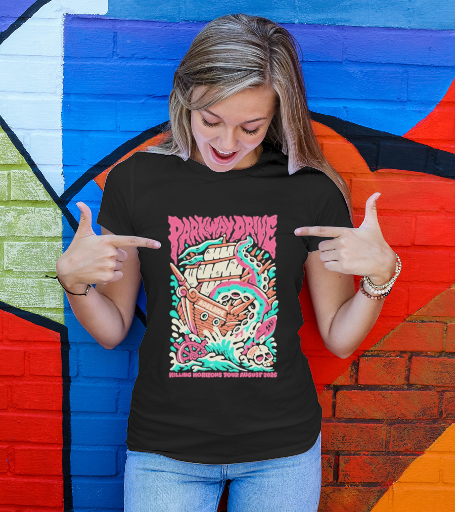 Parkway Drive Killing Horizons Tour Adelaide August 2026 Ship And Tentacle T-Shirt
