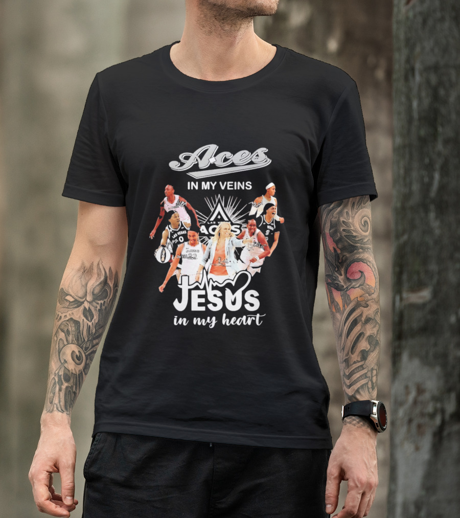 Las Vegas Aces In My Veins Jesus In My Heart WNBA 2026 T-Shirt