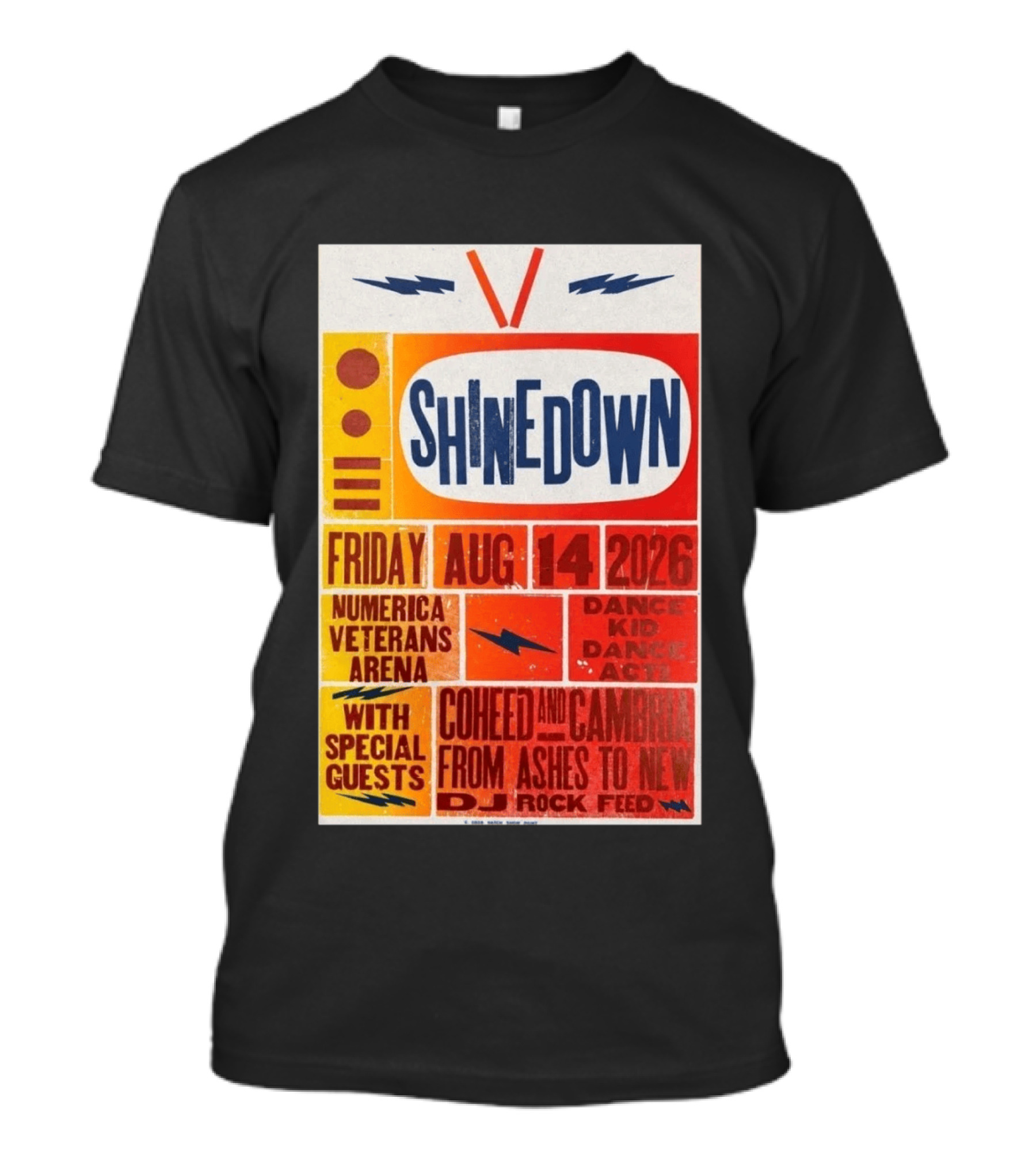 Shinedown Aug 14 2026 Numerica Veterans Arena With Coheed And Cambria And From Ashes To New T-Shirt