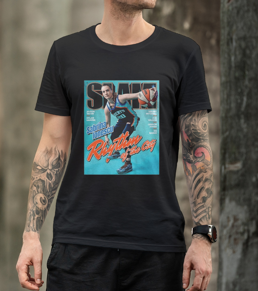 Slam Cover 264 Sabrina Ionescu Rhythm Of The City Liberty Basketball T-Shirt