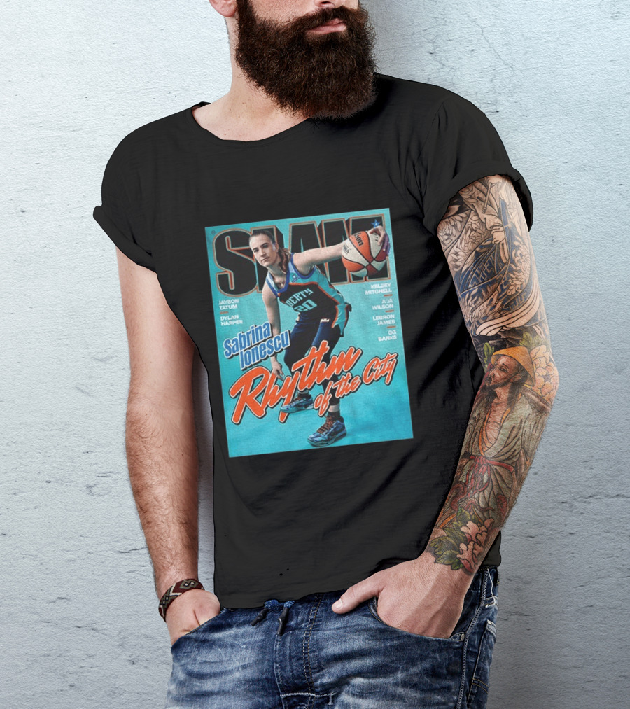 Slam Cover 264 Sabrina Ionescu Rhythm Of The City Liberty Basketball T-Shirt