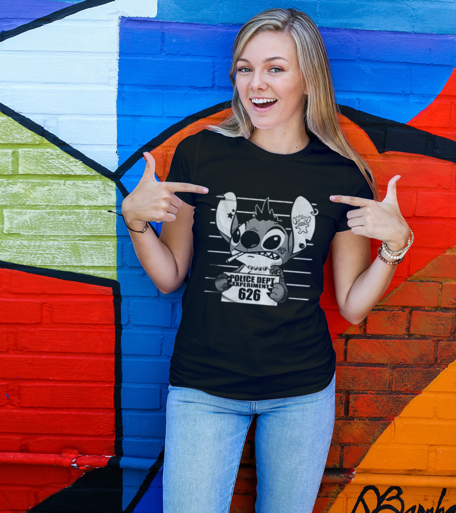 Bad Guy Experiment 626 Police Dept Shot Stitch T-Shirt