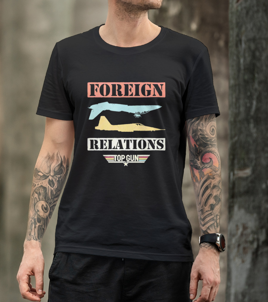 Top Gun Foreign Relations Fighter Jets Distressed Vintage Look T-Shirt