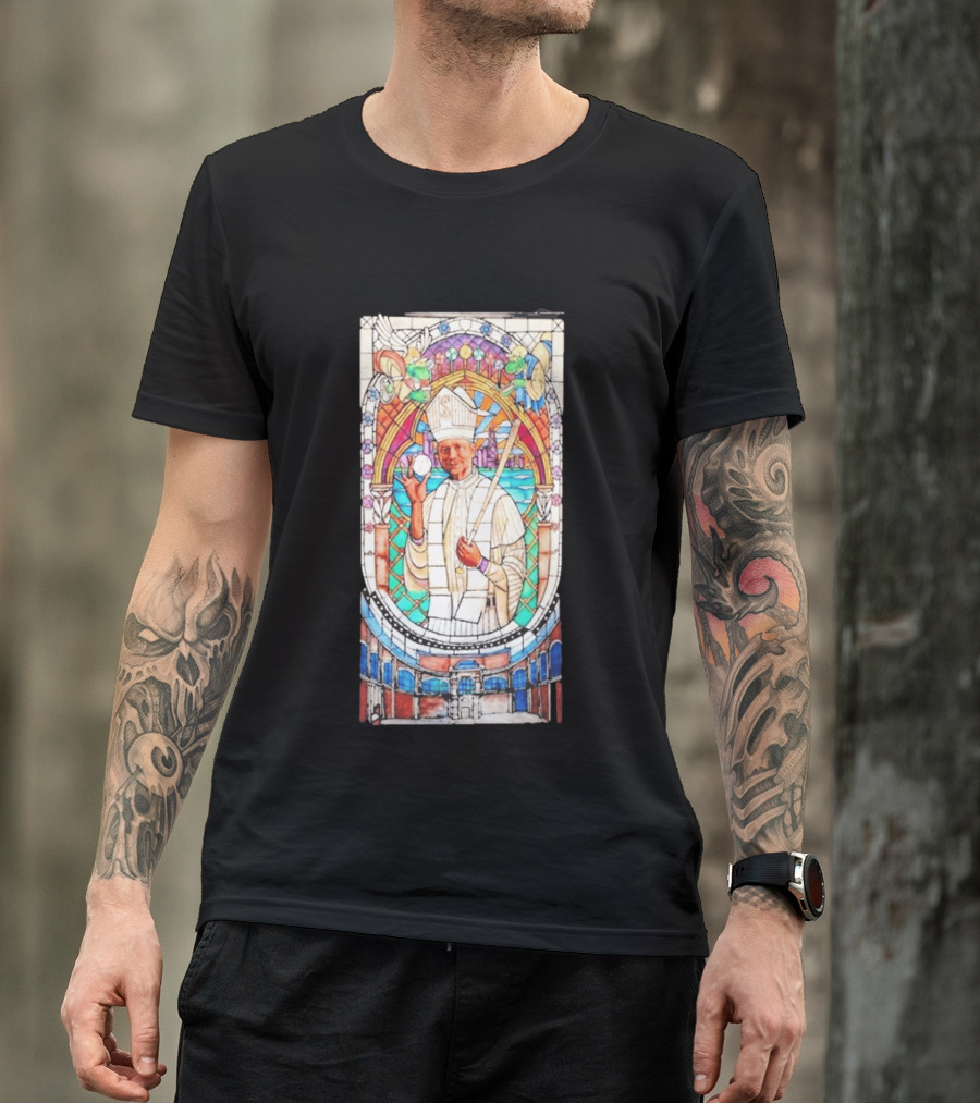 White Sox Pope Hat Stained Glass Painting T-Shirt