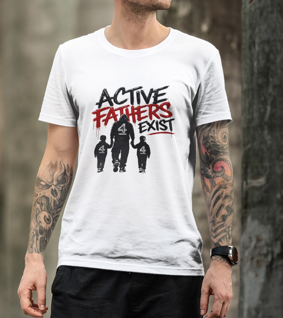 Active Fathers Exist Man Two Boys Walking Holding Hands T-Shirt