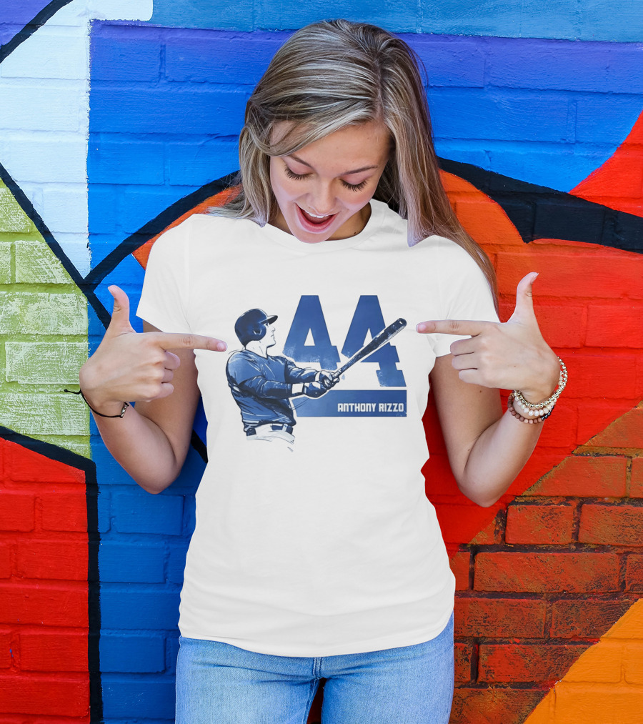 Anthony Rizzo 44 Swinging Blue Baseball Batter T-Shirt