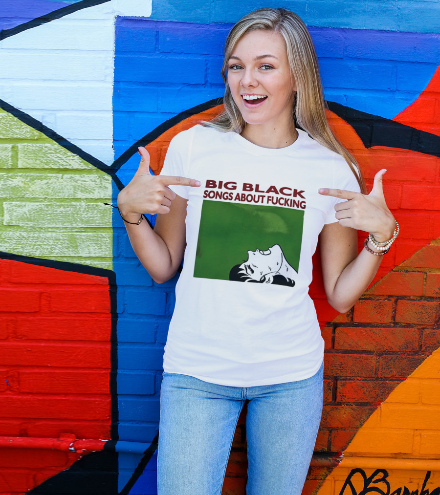 Big Black Songs About Fucking Green Background Sweating Face T-Shirt