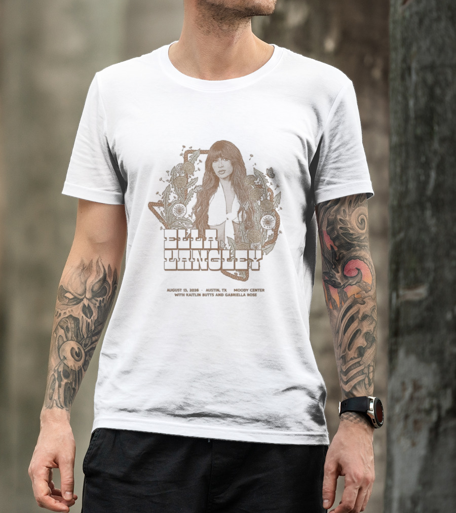 Ella Langley Moody Center 2026 Tour Austin Texas August 13th Vintage Floral Texas Map T-Shirt