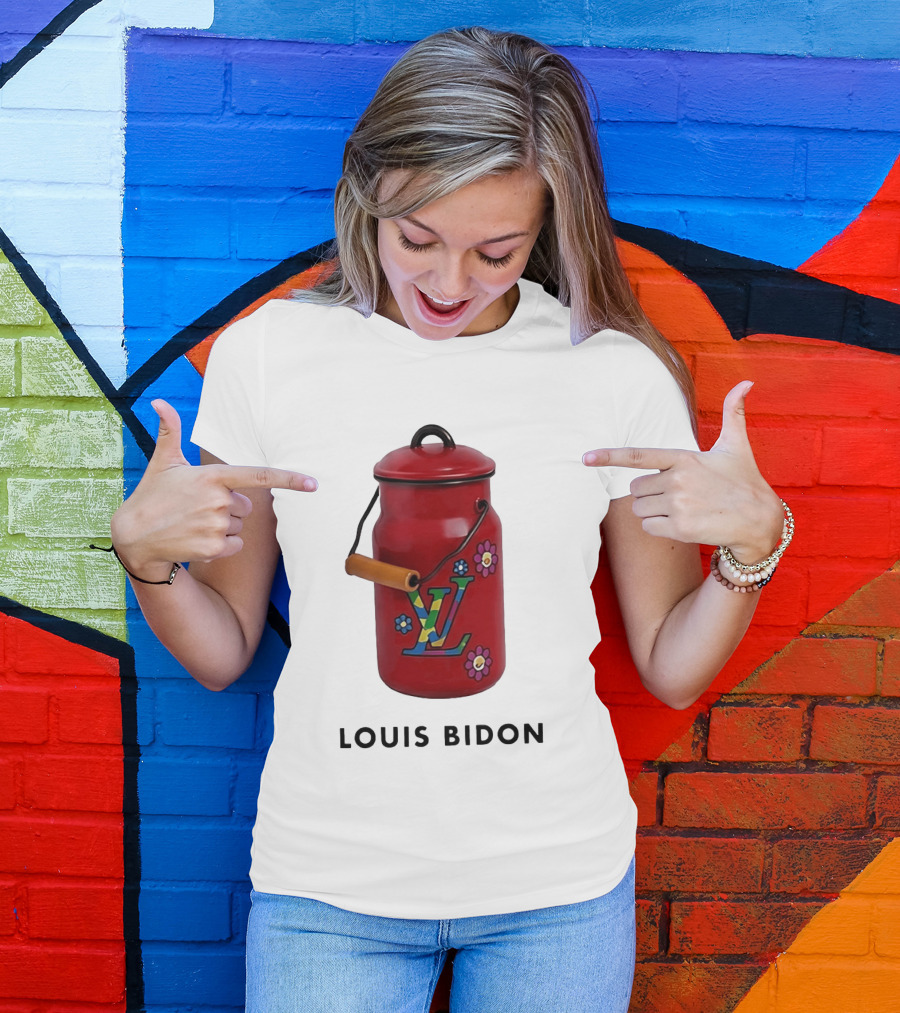 Louis Bidon Milk Jug Red Enamel Rainbow Monogram Flowers T-Shirt