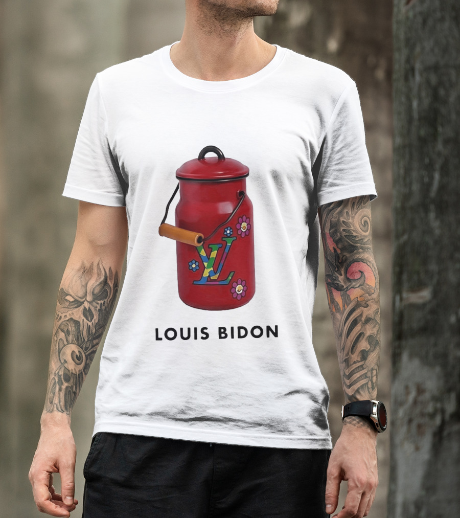 Louis Bidon Milk Jug Red Enamel Rainbow Monogram Flowers T-Shirt