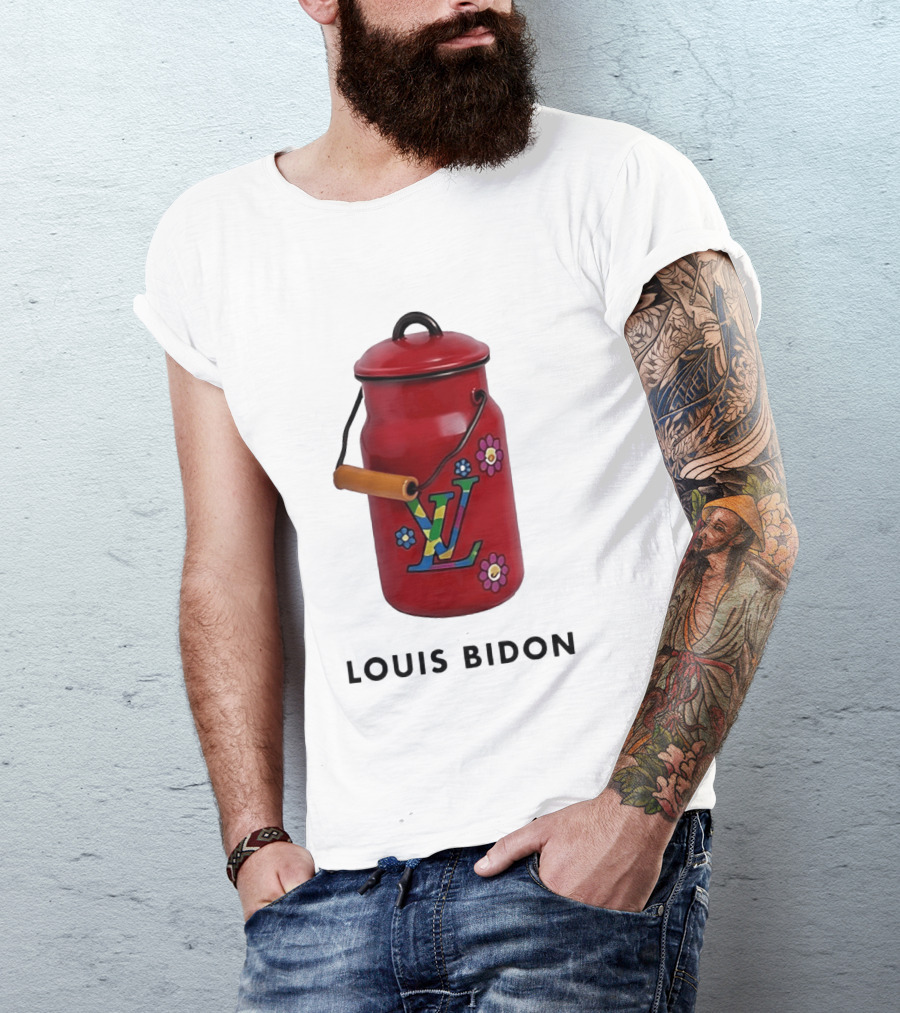 Louis Bidon Milk Jug Red Enamel Rainbow Monogram Flowers T-Shirt