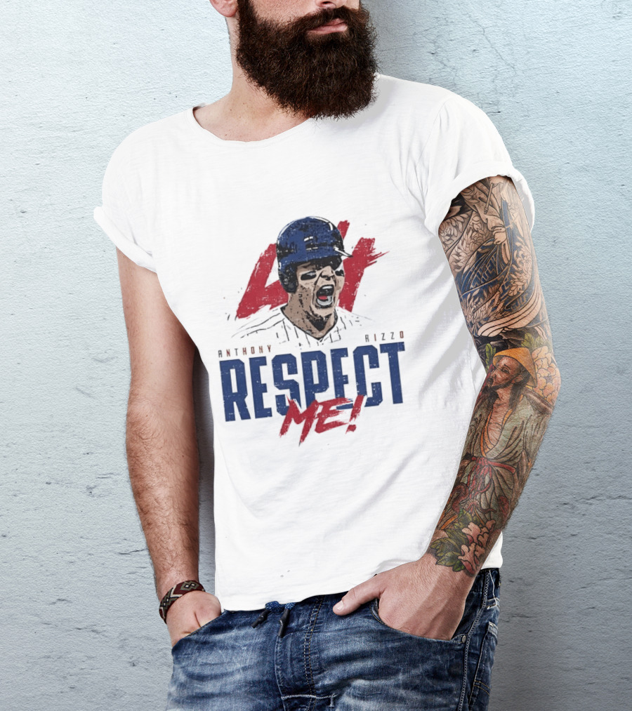 Anthony Rizzo Respect Me Screaming Baseball Player Distressed 44 Red T-Shirt