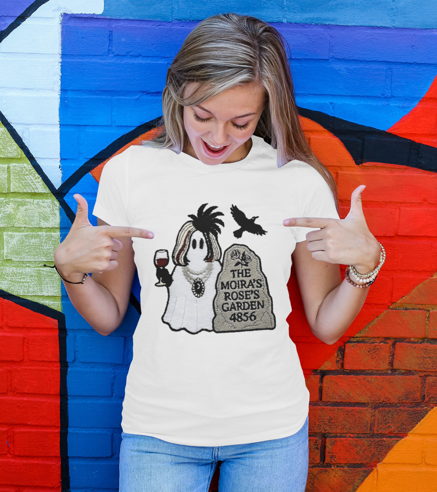 The Moira's Rose's Garden Ghost Wine Glass Tombstone Crow 4836 Wig T-Shirt