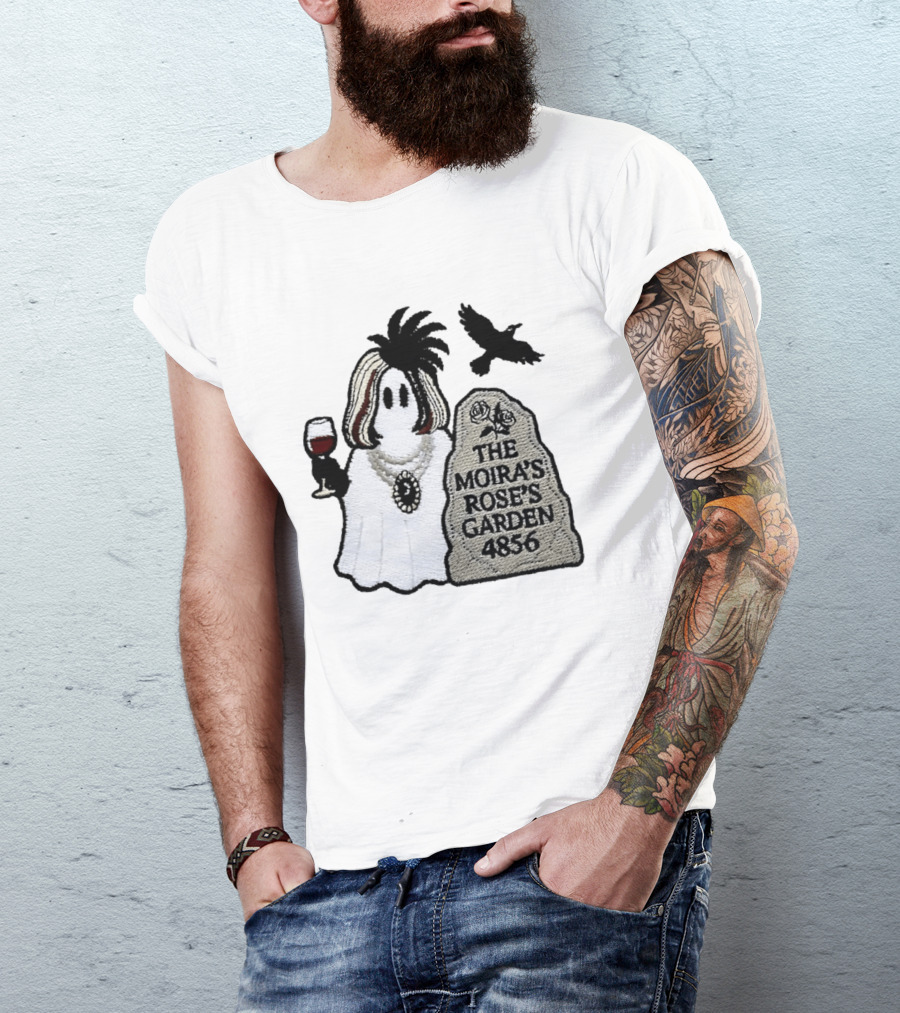 The Moira's Rose's Garden Ghost Wine Glass Tombstone Crow 4836 Wig T-Shirt
