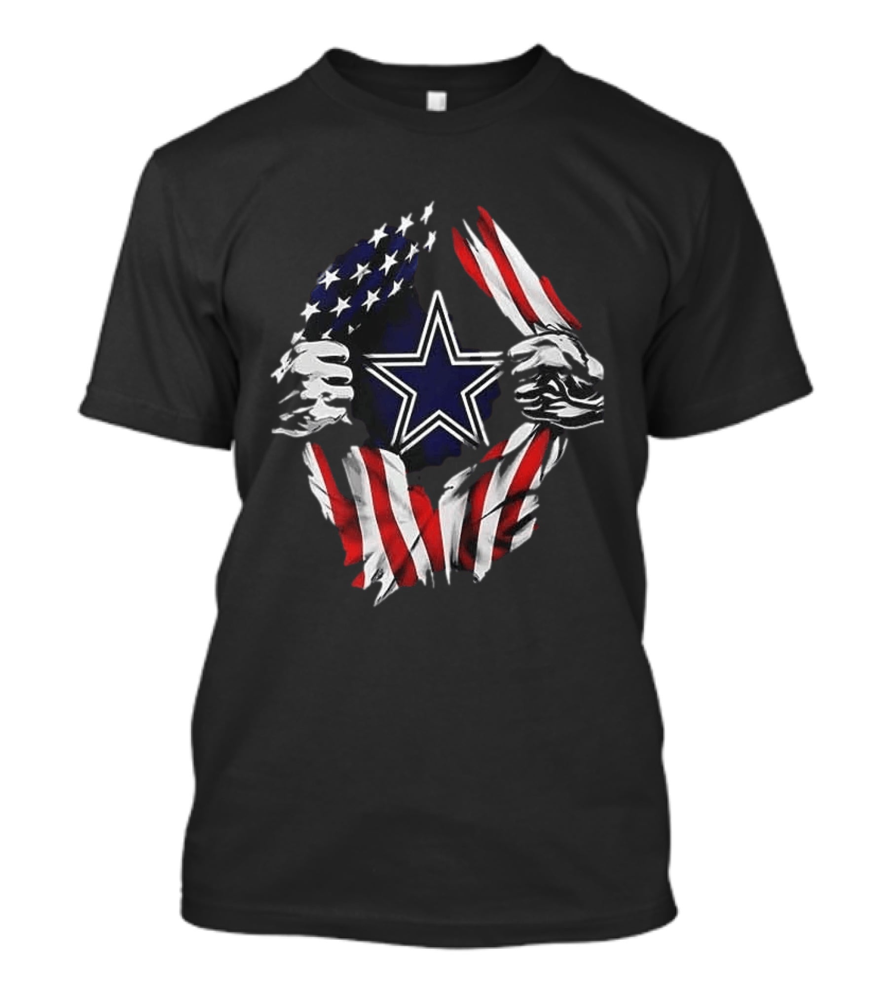 Dallas Cowboys Star American Flag Superman Skull Cap Backwards T-Shirt