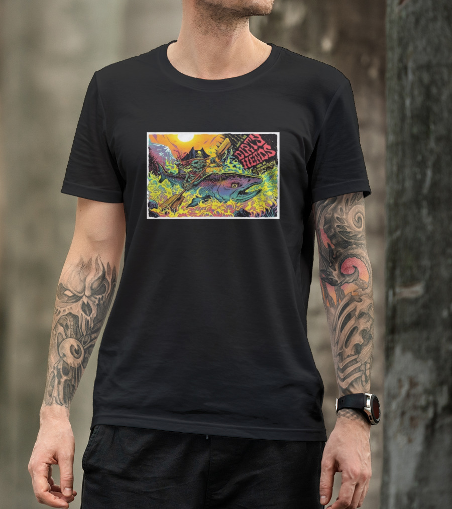 Dirty Heads Aug 13 2026 Skeleton Pirate Riding Fish White River Amphitheatre Auburn WA T-Shirt