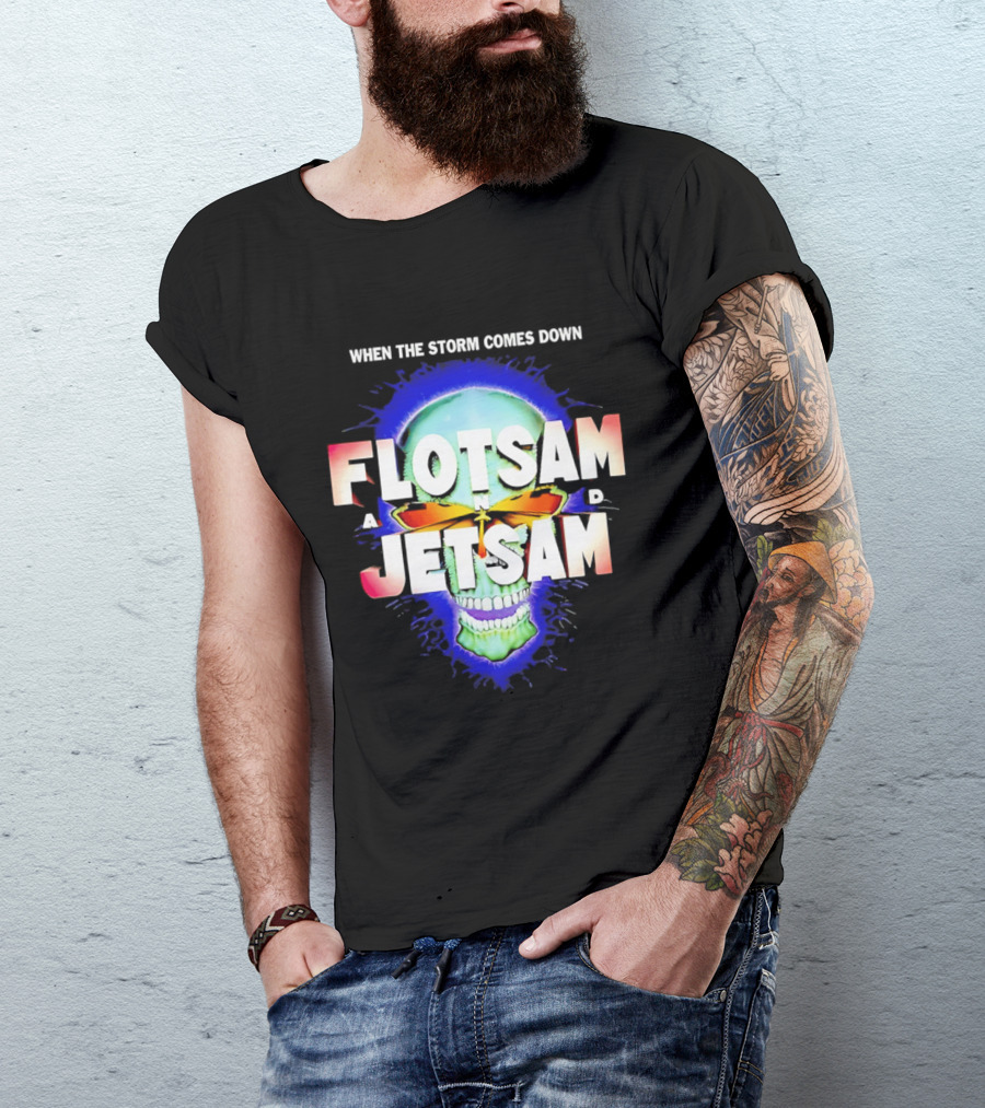 Flotsam And Jetsam When The Storm Comes Down Green Skull Blue Aura T-Shirt