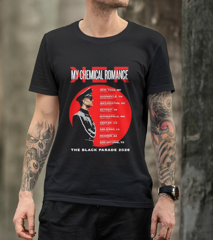 My Chemical Romance The Black Parade 2026 Tour Cities T-Shirt
