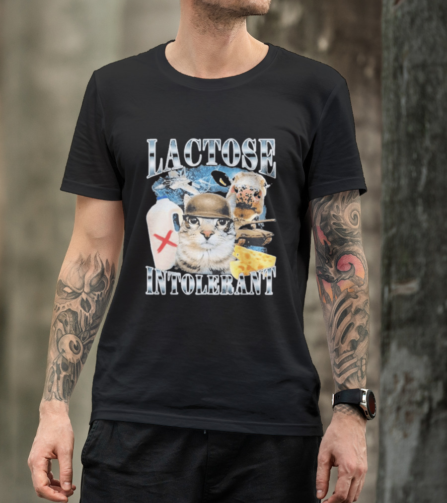Lactose Intolerant Cat Cheese Cow Milk Jug T-Shirt