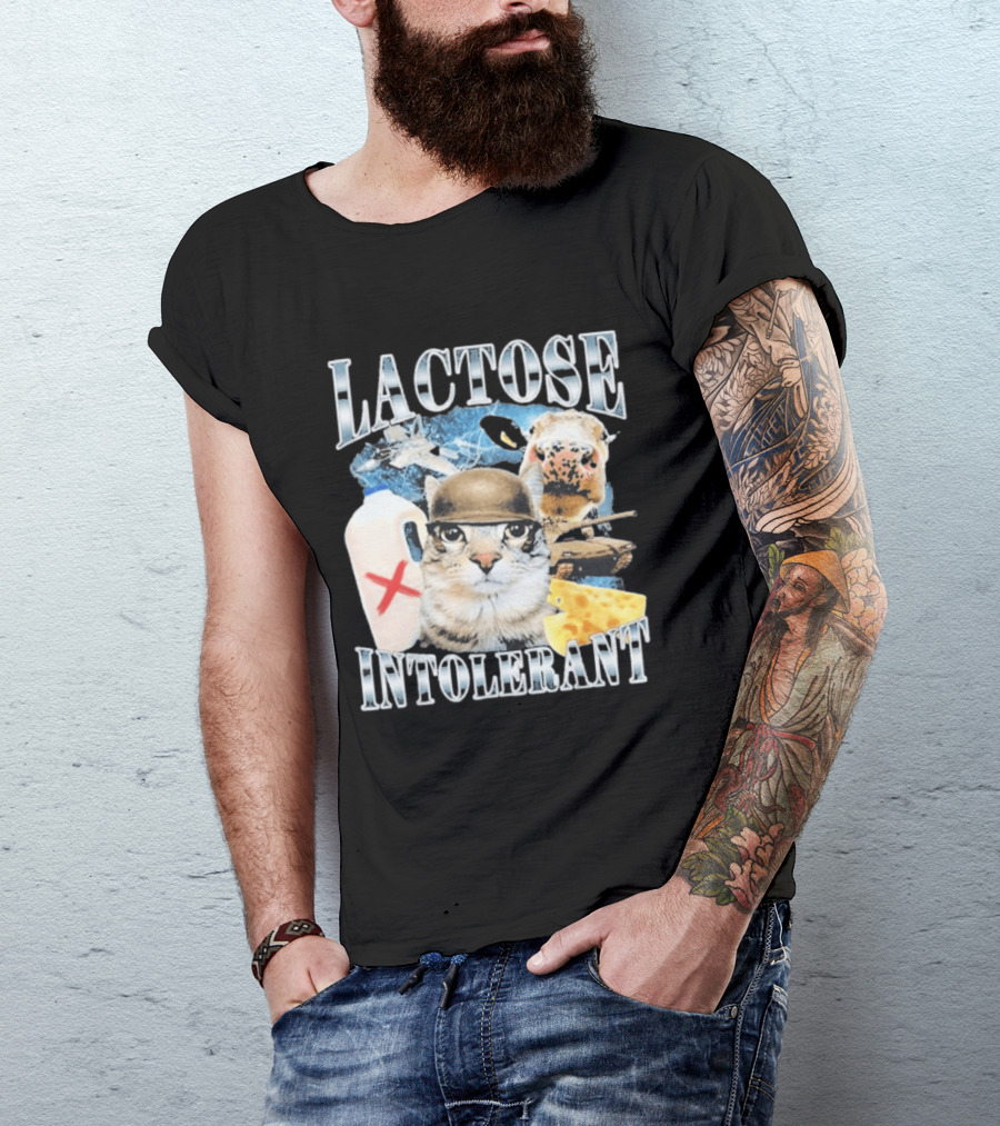 Lactose Intolerant Cat Cheese Cow Milk Jug T-Shirt
