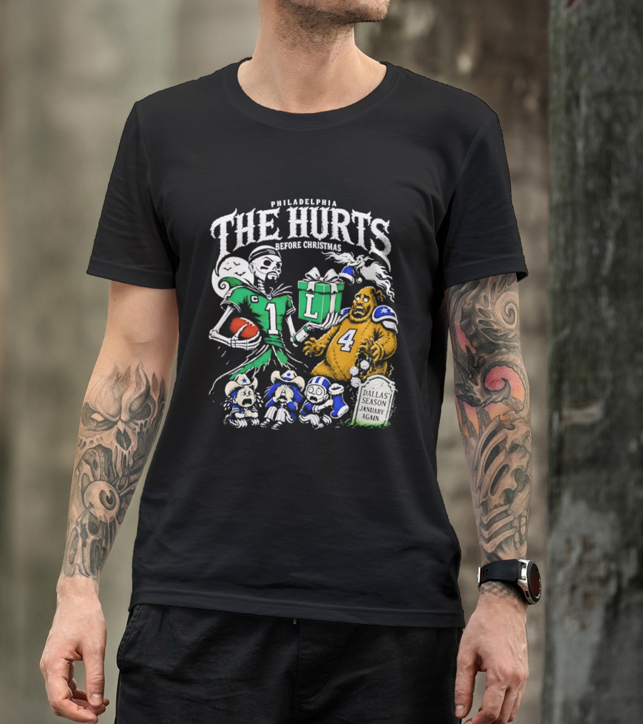 Philadelphia Eagles The Hurts Before Christmas Jalen Hurts Dallas Season Again Tombstone T-Shirt