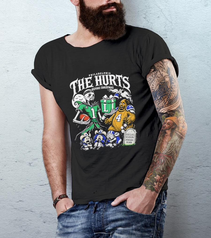 Philadelphia Eagles The Hurts Before Christmas Jalen Hurts Dallas Season Again Tombstone T-Shirt