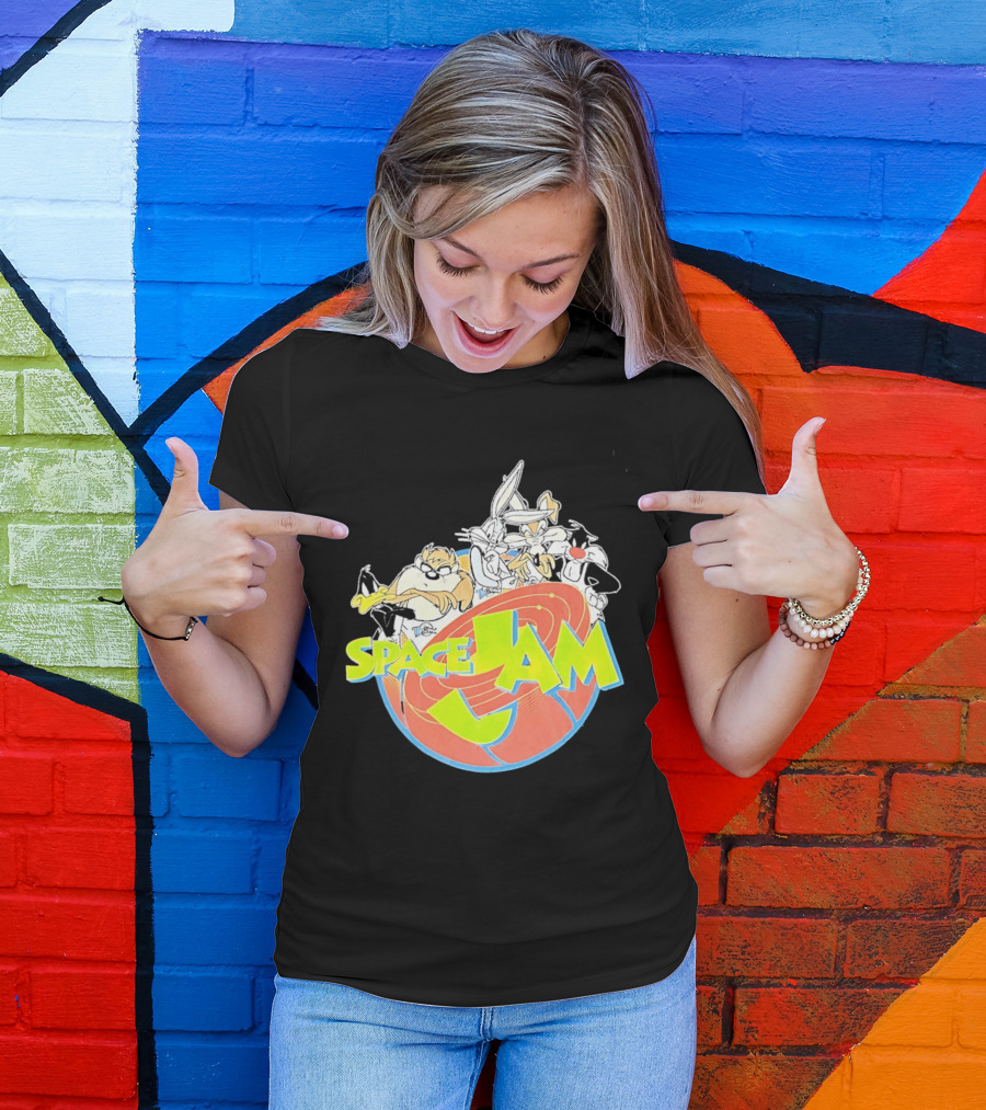 Space Jam Looney Tunes Characters Dynamic Pose T-Shirt