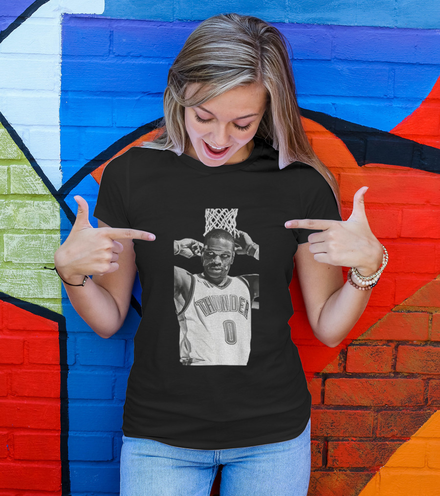 Russell Westbrook Masked OKC Thunder Basketball Legend Iconic Number 0 T-Shirt