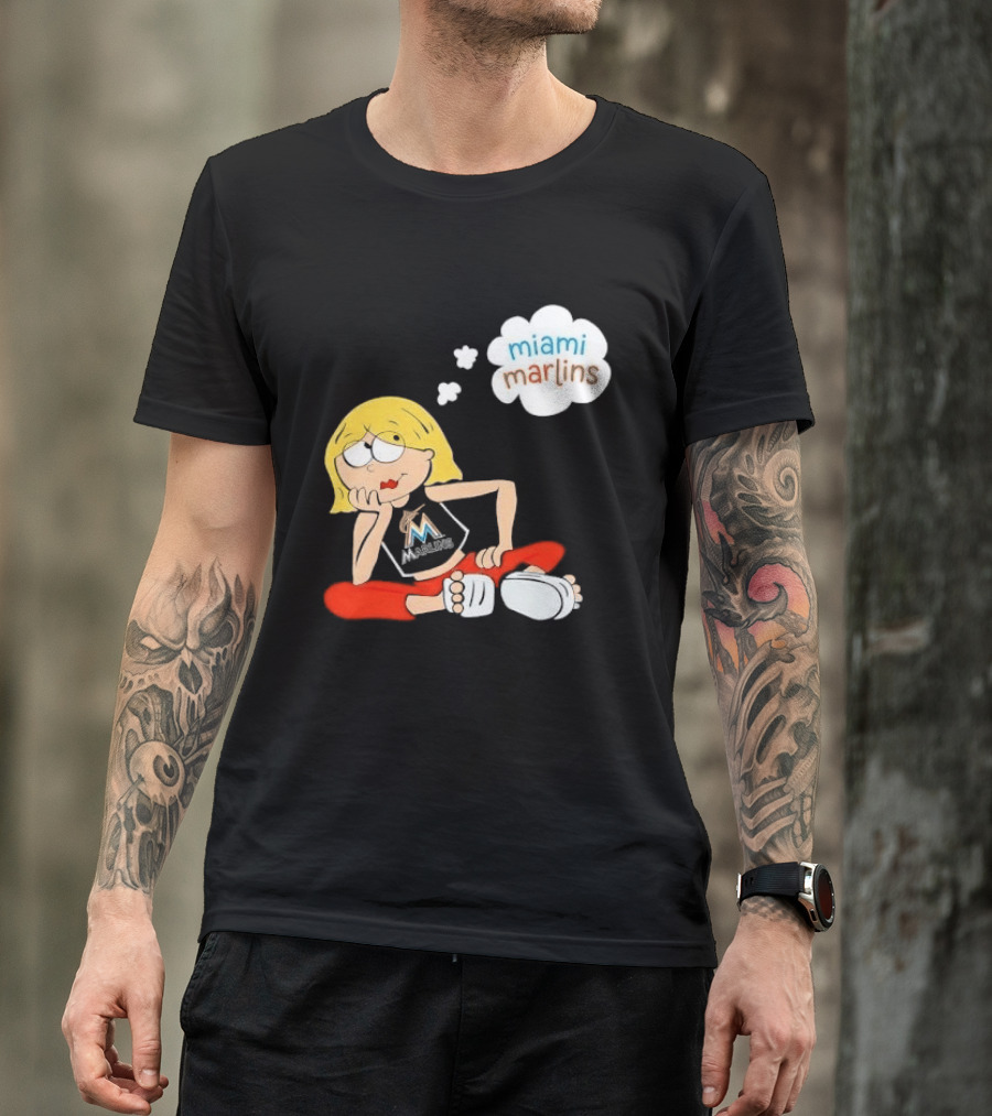 Miami Marlins MLB Cartoon Lizzie McGuire Blonde Girl Fan T-Shirt