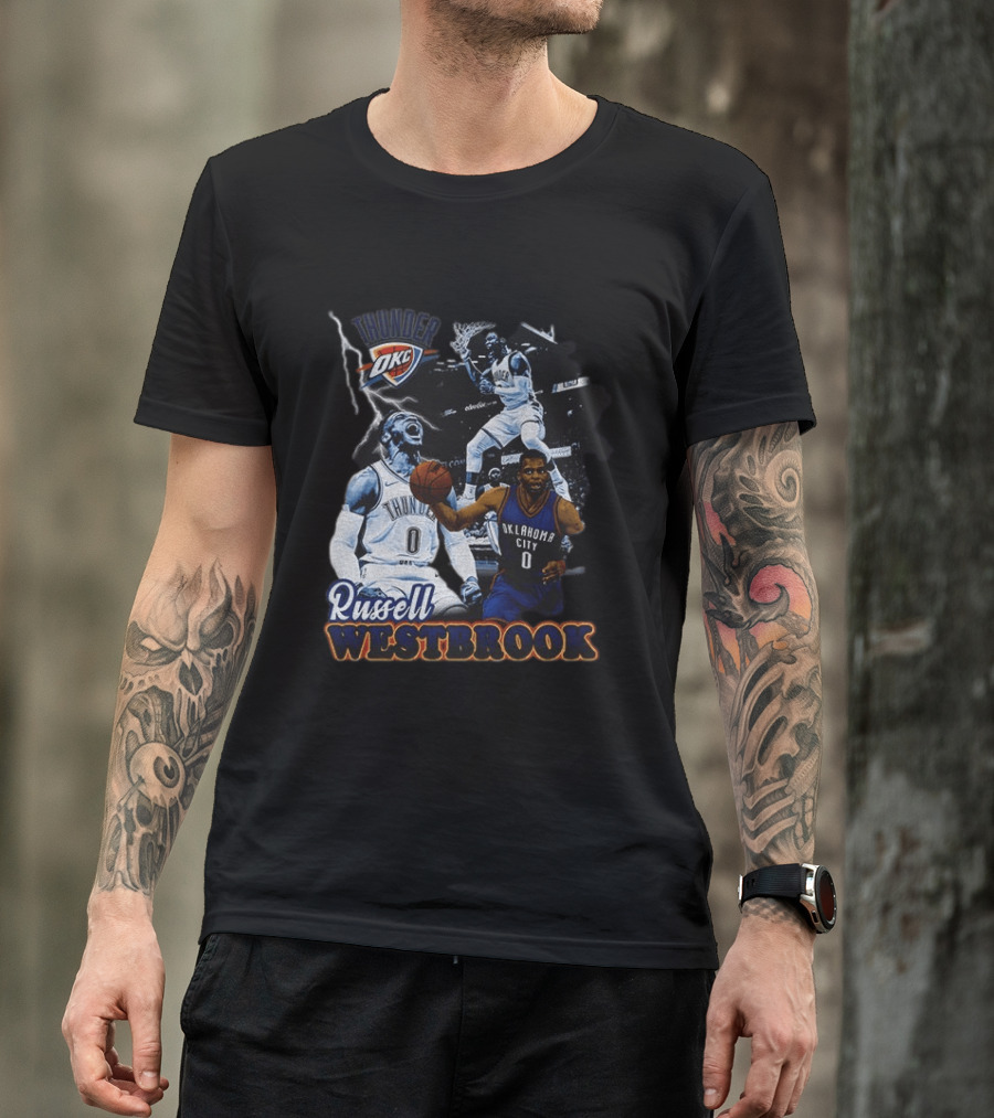 Russell Westbrook OKC Thunder Basketball Legend Collage T-Shirt