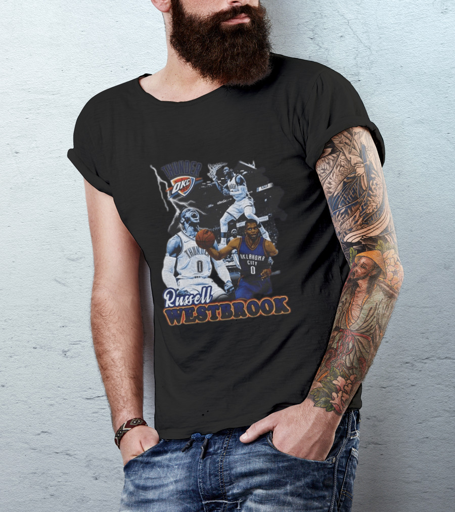Russell Westbrook OKC Thunder Basketball Legend Collage T-Shirt