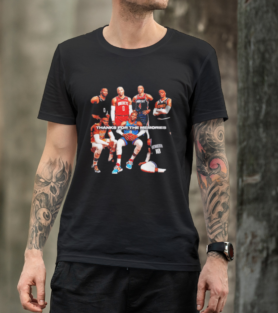 Russell Westbrook Thank You For The Memories OKC Thunder Rockets Wizards Denver T-Shirt