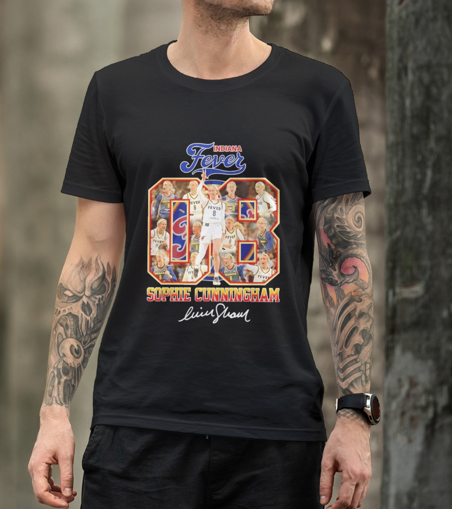 Indiana Fever Sophie Cunningham No 8 Collage WNBA T-Shirt