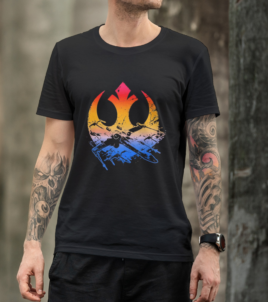Star Wars Rebel Alliance Distressed Insignia X Wing Starfighters Gradient T-Shirt