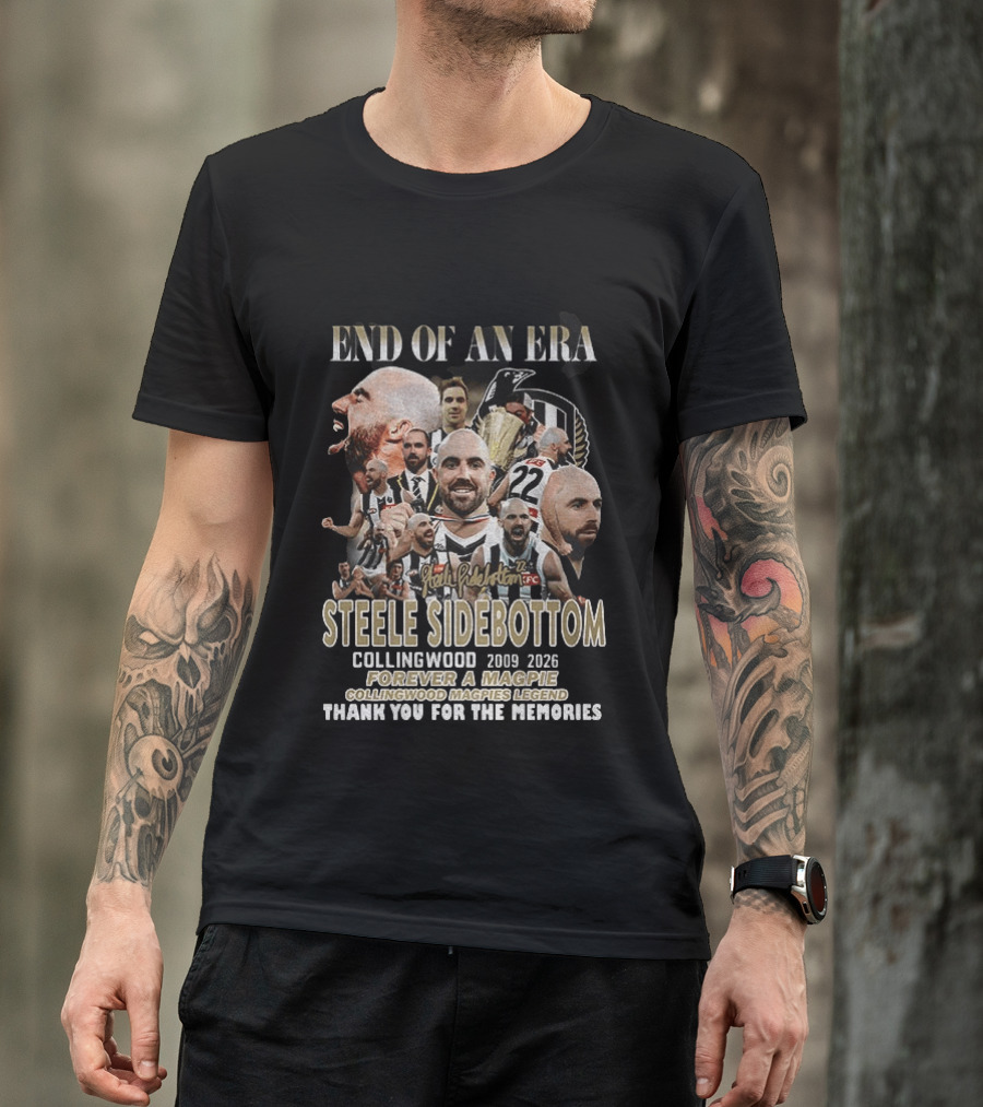End Of An Era Steele Sidebottom Collingwood 2009 2023 Forever A Magpie Legend Thank You For The Memories T-Shirt