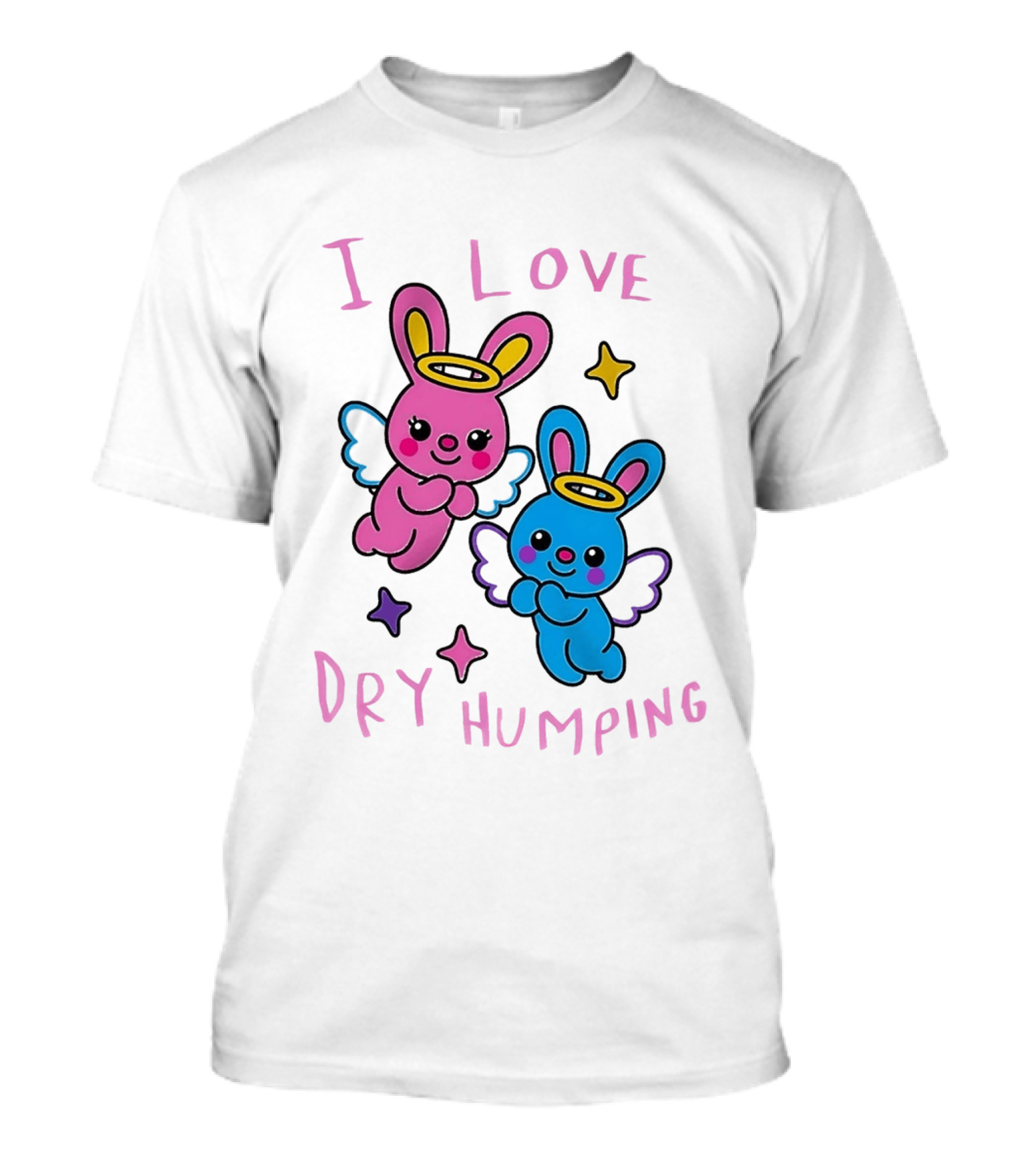 Angel Bunnies I Love Dry Humping Funny Cartoon Characters T-Shirt