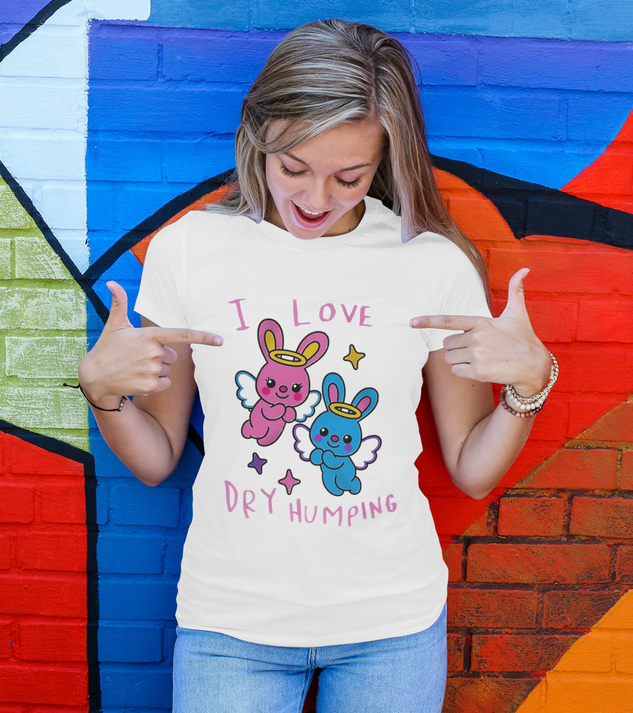 Angel Bunnies I Love Dry Humping Funny Cartoon Characters T-Shirt