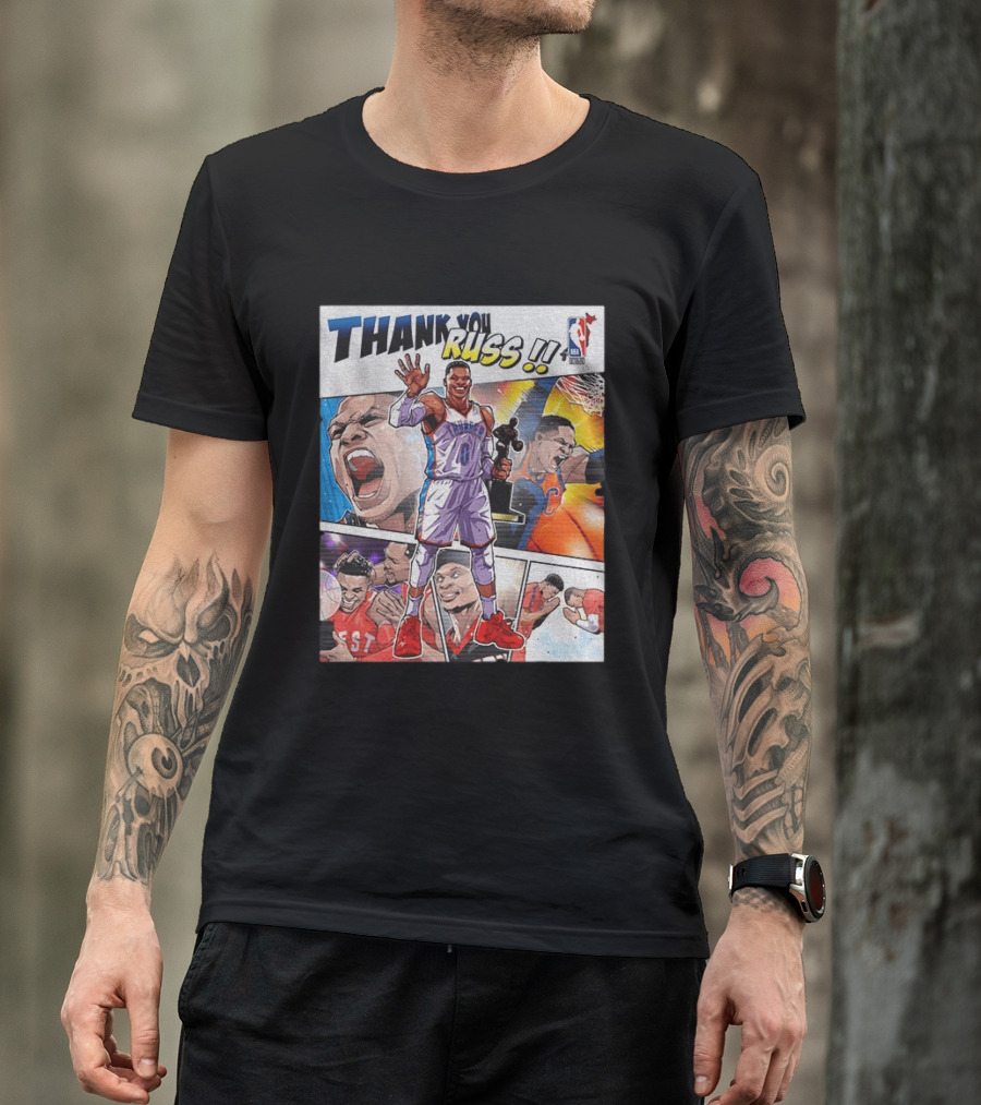 Thank You Russ NBA Tribute Mister Triple Double Legend Iconic Moments T-Shirt