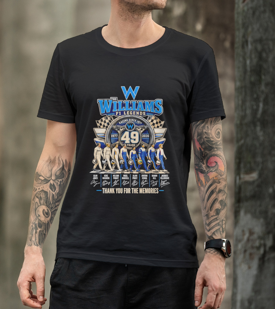 Williams F1 Legends Racing 49 Years 1977 2026 Thank You For The Memories T-Shirt