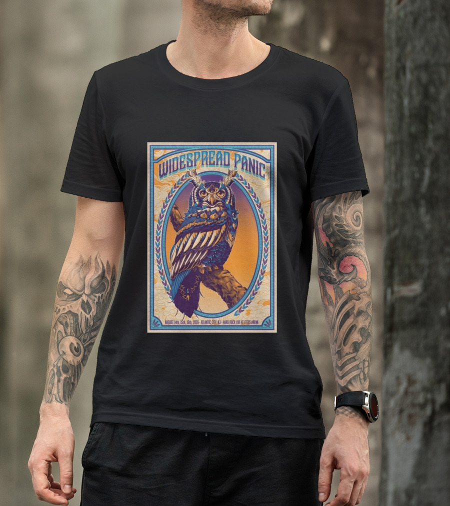 Widespread Panic Atlantic City August 14 16 2026 Hard Rock Live At Etess Arena Owl T-Shirt