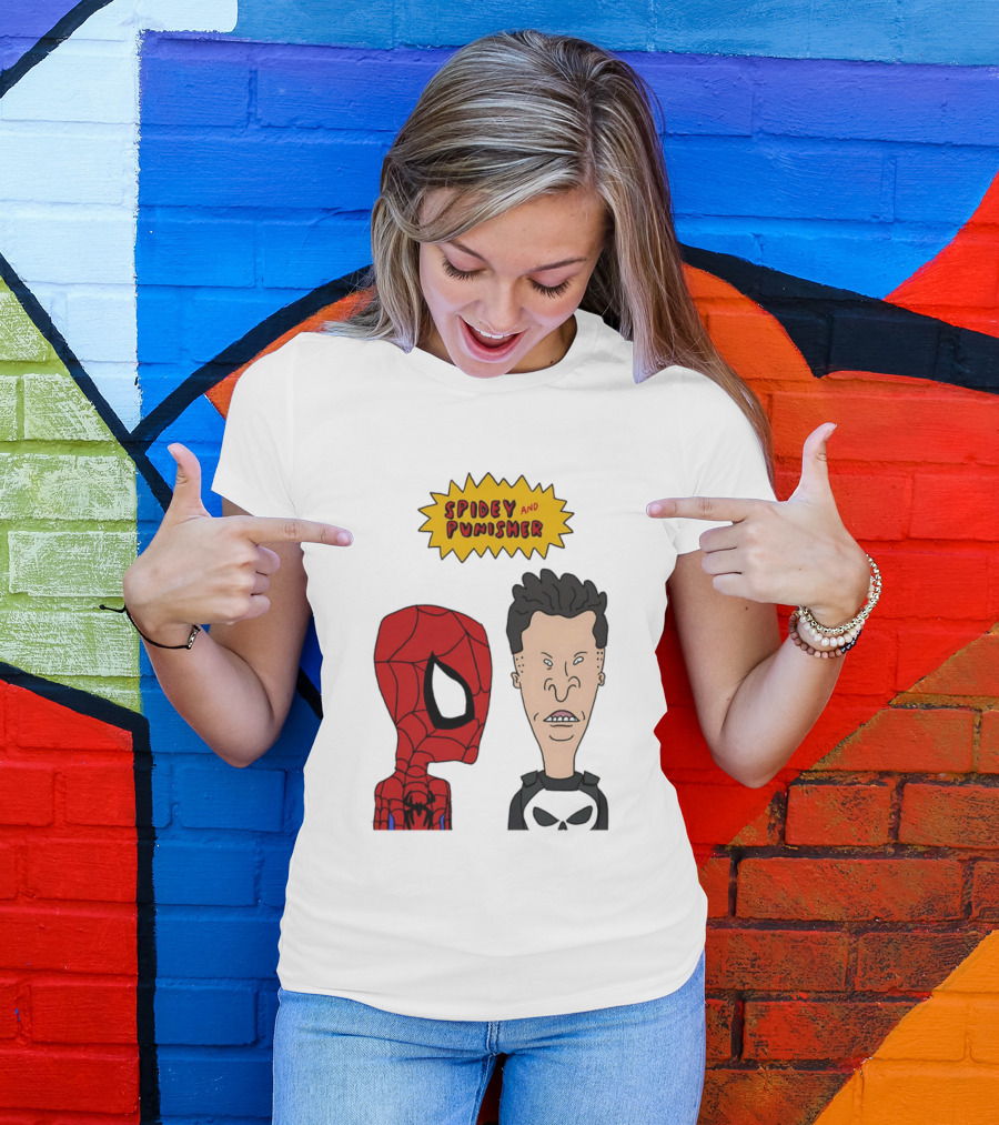 Beavis And Butt Head Spider Man Punisher Parody Marvel Mashup T-Shirt