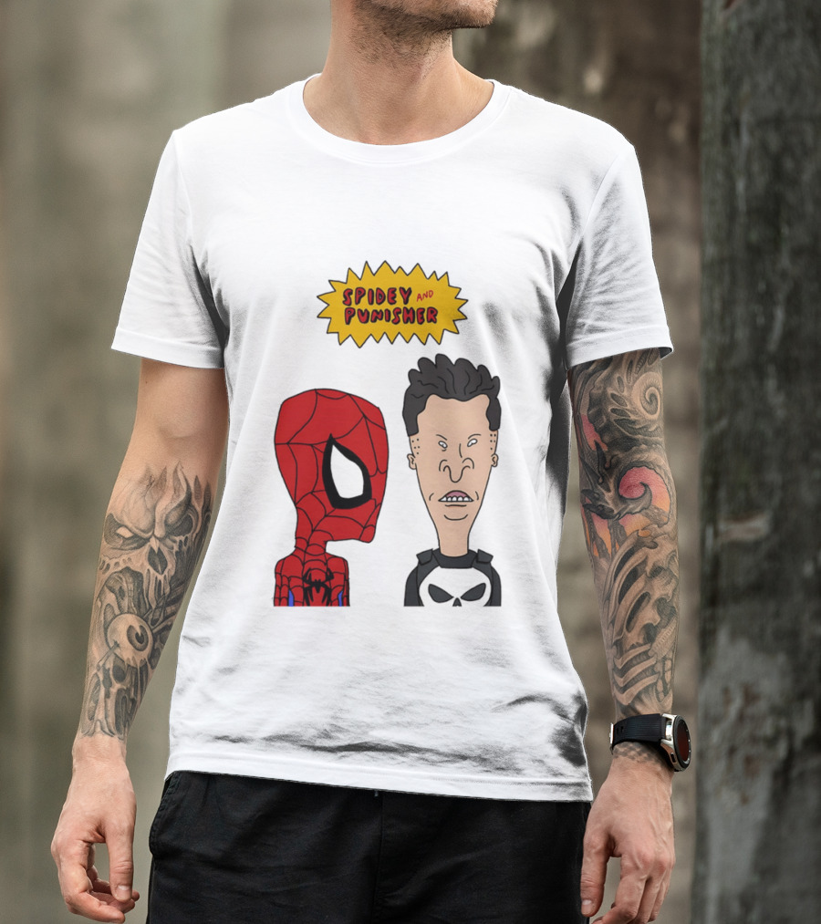 Beavis And Butt Head Spider Man Punisher Parody Marvel Mashup T-Shirt