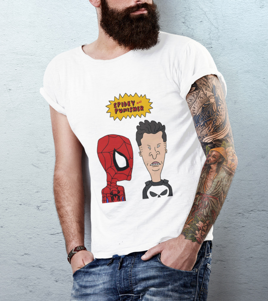 Beavis And Butt Head Spider Man Punisher Parody Marvel Mashup T-Shirt