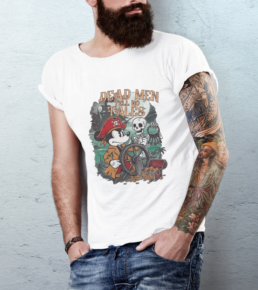 Mickey Mouse Pirate Skeleton Dead Men Tell No Tales Halloween Fantasy Adventure T-Shirt