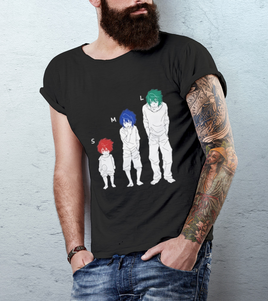 Anime Death Note L Character Evolution Sizes S M L T-Shirt