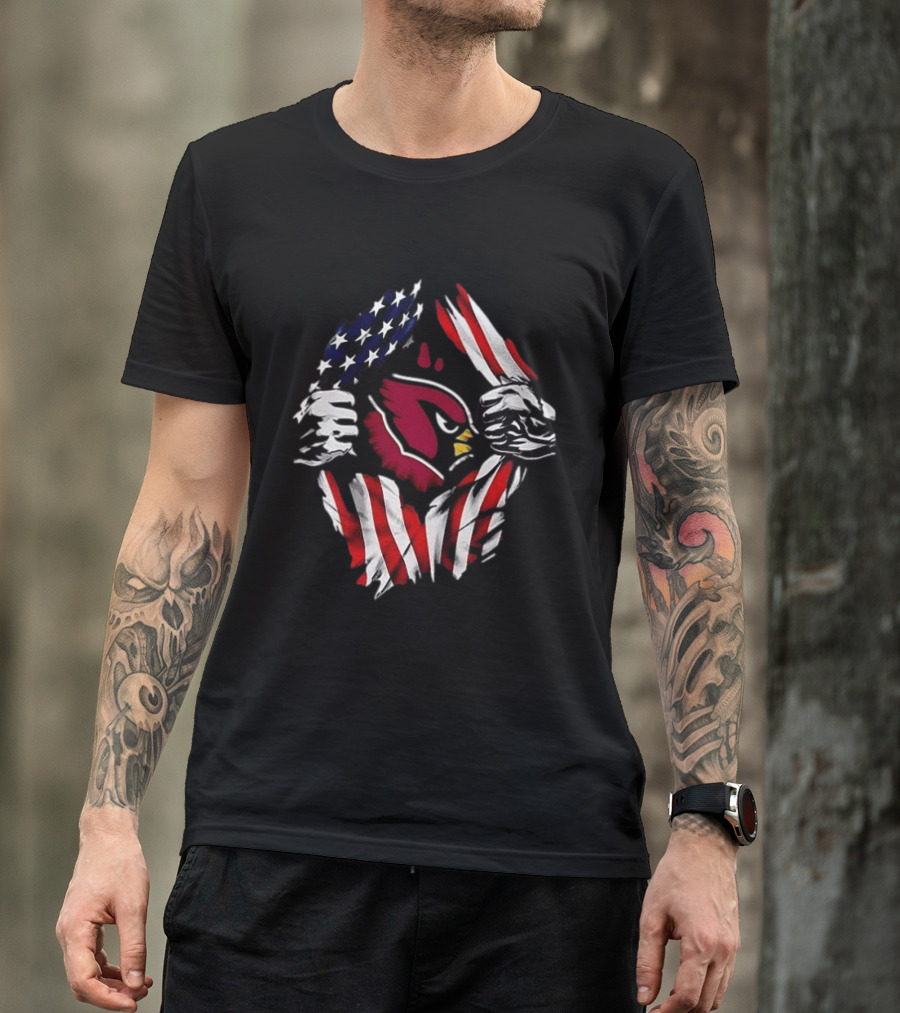 Arizona Cardinals American Flag Bald Eagle Skull Super Man T-Shirt