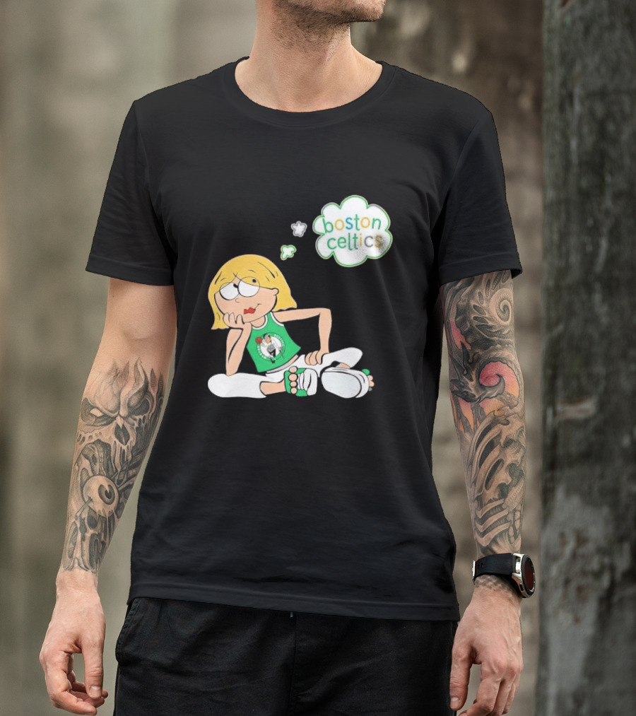 Boston Celtics NBA Cartoon Girl Sitting Thought Bubble T-Shirt